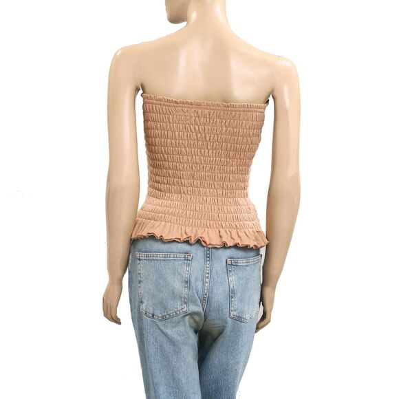 Free People Free Est Lora Tube Blouse Top Strapless Ruffle Smocked XS New 280325 - Picture 10 of 12